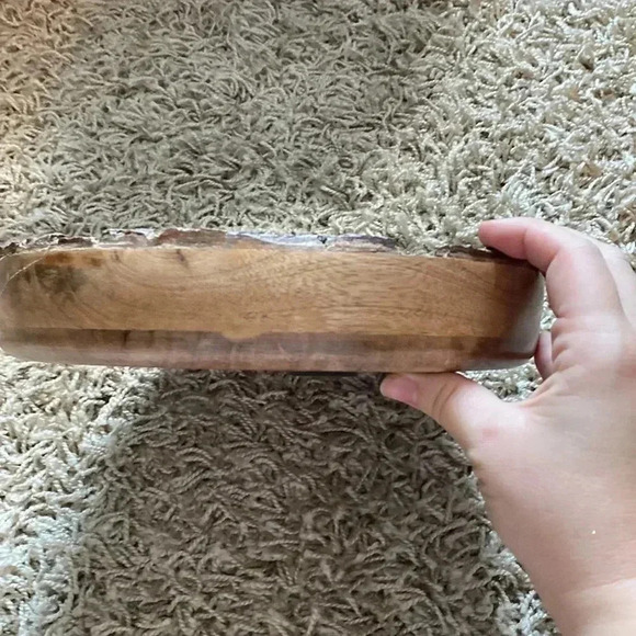 Decorative Wood Round Homemade Beach Resin Serving Plate - Picture 7 of 7